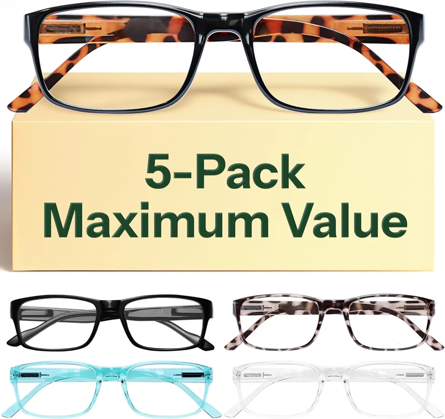 1.5 Professional Reading Glasses for Women All Day - Computer Readers with Blue Light Protection - Value Pack