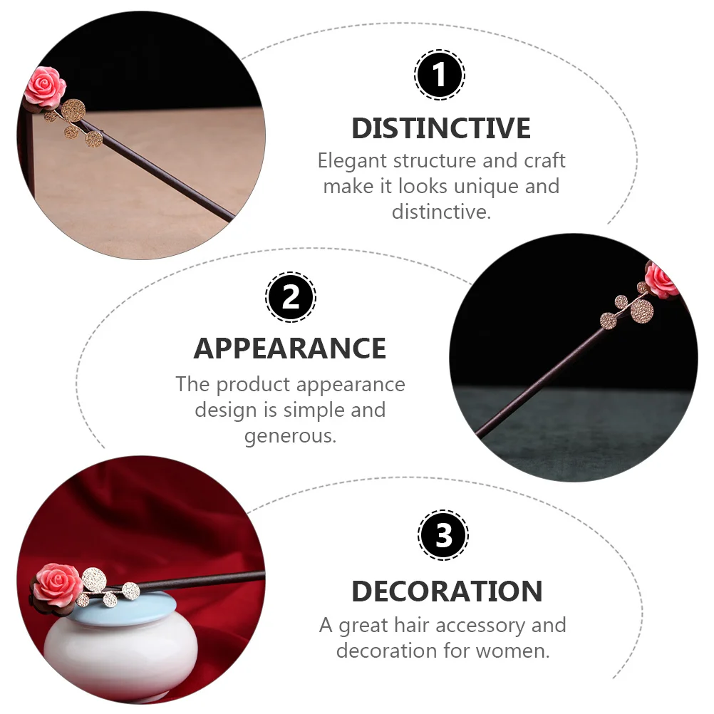 

Chinese Style Wooden Hair Chopstick Retro Vintage Hairpin Elegant Hair Accessory for Wedding Festival Party Daily Decor