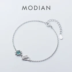 Modian Exquisite Luxury Cloud Crystal Sun Bracelets Fashion Charm 925 Sterling Silver Bracelet For Women Jewelry Festival Gift