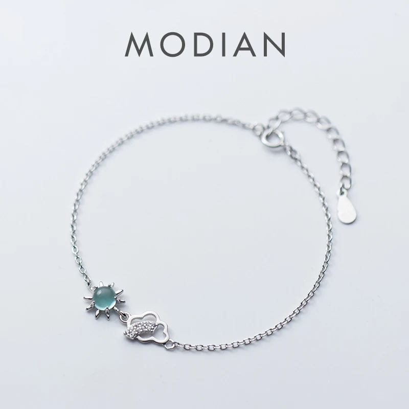 Modian Exquisite Luxury Cloud Crystal Sun Bracelets Fashion Charm 925 Sterling Silver Bracelet For Women Jewelry Festival Gift