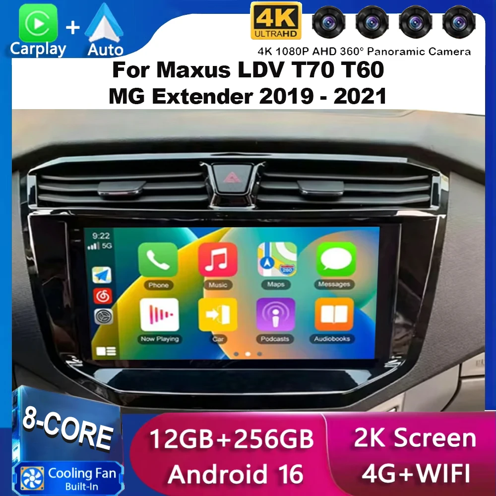 Android 16 Carplay Car Raido For Maxus T70 T60 MG Extender LDV D20 2019-2021 Multimedia Player Navigation GPS Stereo Head Unit