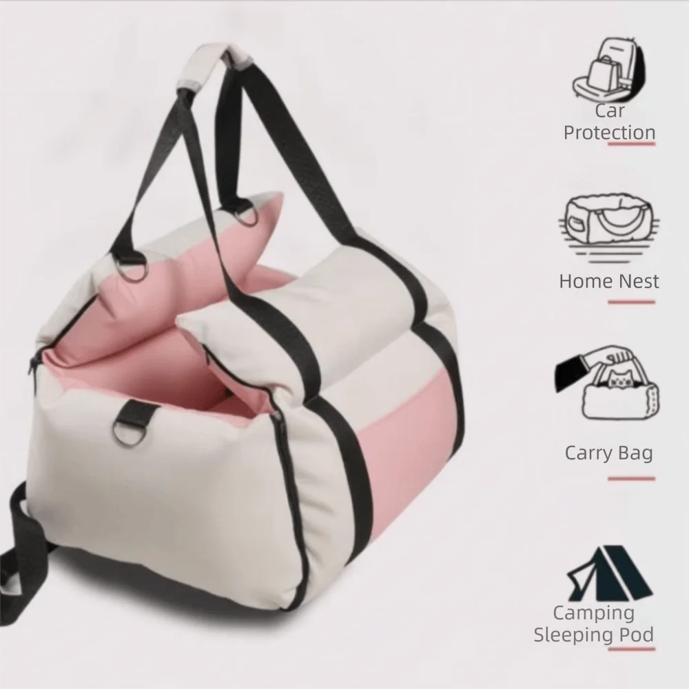 Warmth Thickened Pet Car Bed Warm Fixable Pet Travel Bed Adjustable Fixing Strap Portable Portable Pet Bed Vehicle Use