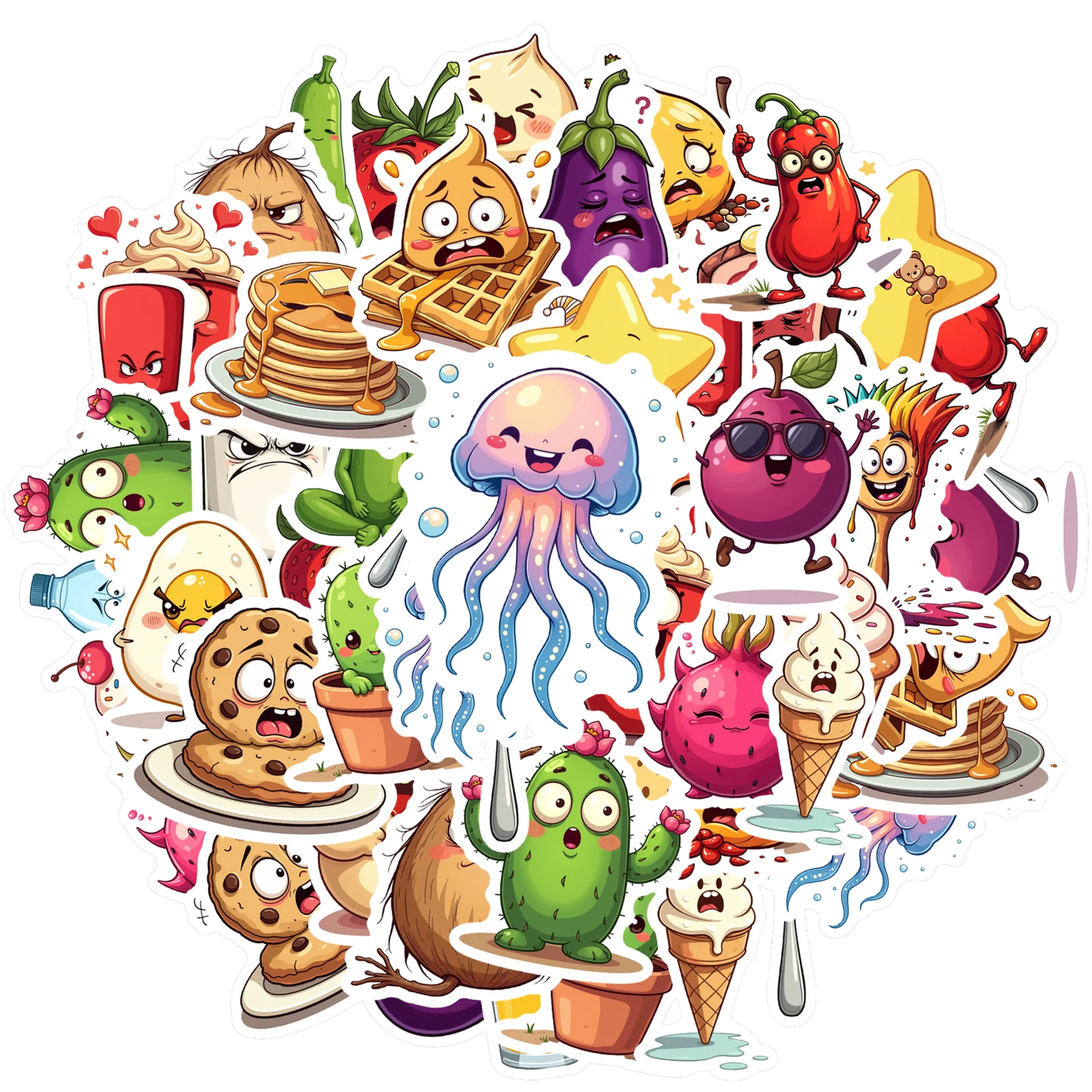 35pcs-100pcs Cute Cartoon Stickers Playful Funny Funny Stickers Stationery Stickers For Suitcase Fridge Car Sticker