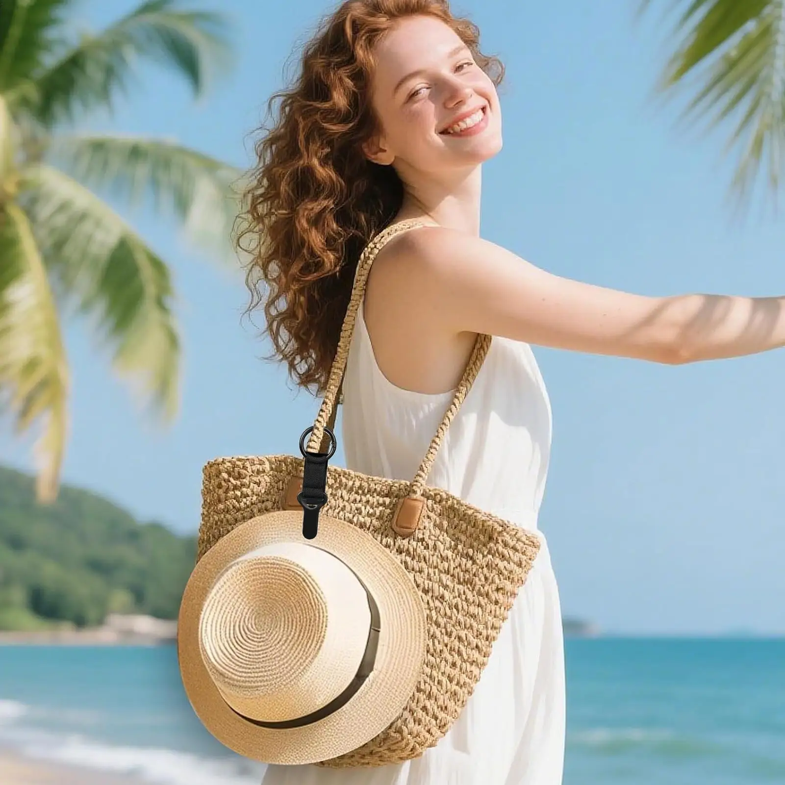 Hat Clip for Travel on Bag 2 Pieces Beach Purse Hat Holders Handbag Caps Holder for Women Men Travelers Hikers Beach Cruise view 4