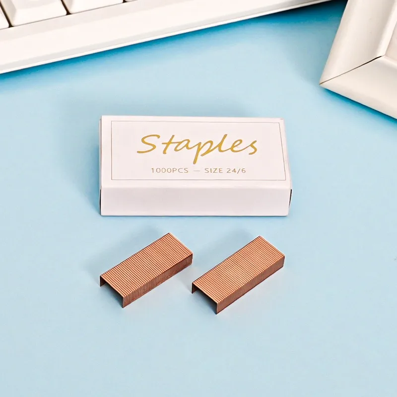 5 Boxes Rose Gold Standard Size Jam Free Sharp Chisel Point Stapler Refill for Desktop Stapler Accessories