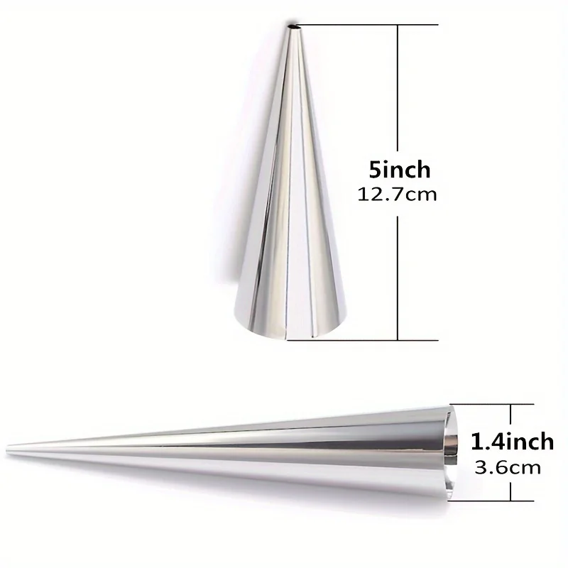 6pcs Non-Stick Stainless Steel Cream Horn Molds - Perfect for Pastry, Croissants, and More!