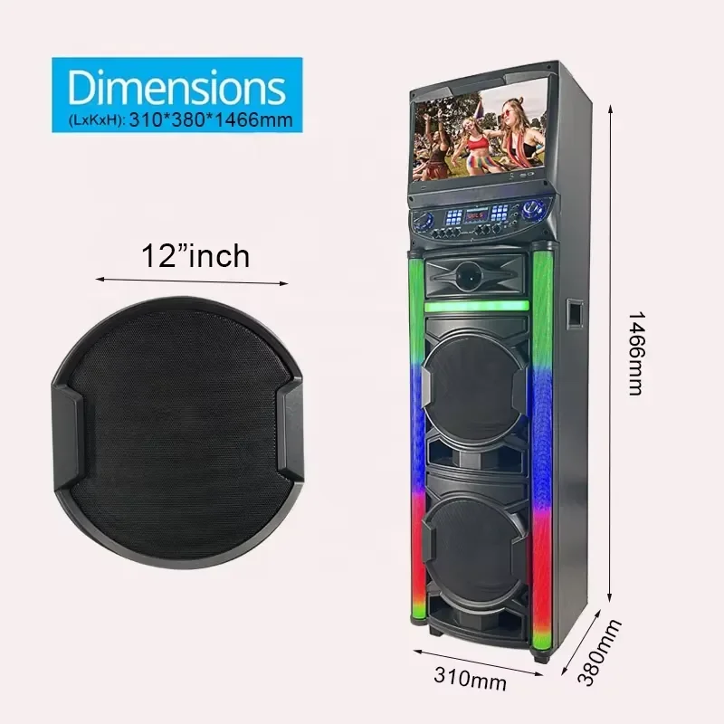 for Karaoke DJ Speaker with High Power 15.4 Inch Touch Screen RGB LED Lighting for Computer