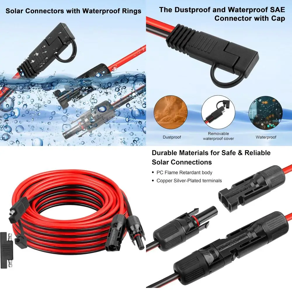 

Кабель-удлинитель 10AWG SAE для панельных разъемов, 9 м, сверхпрочный, из луженой меди, с адаптером для перевернутой полярности SAE, для питания