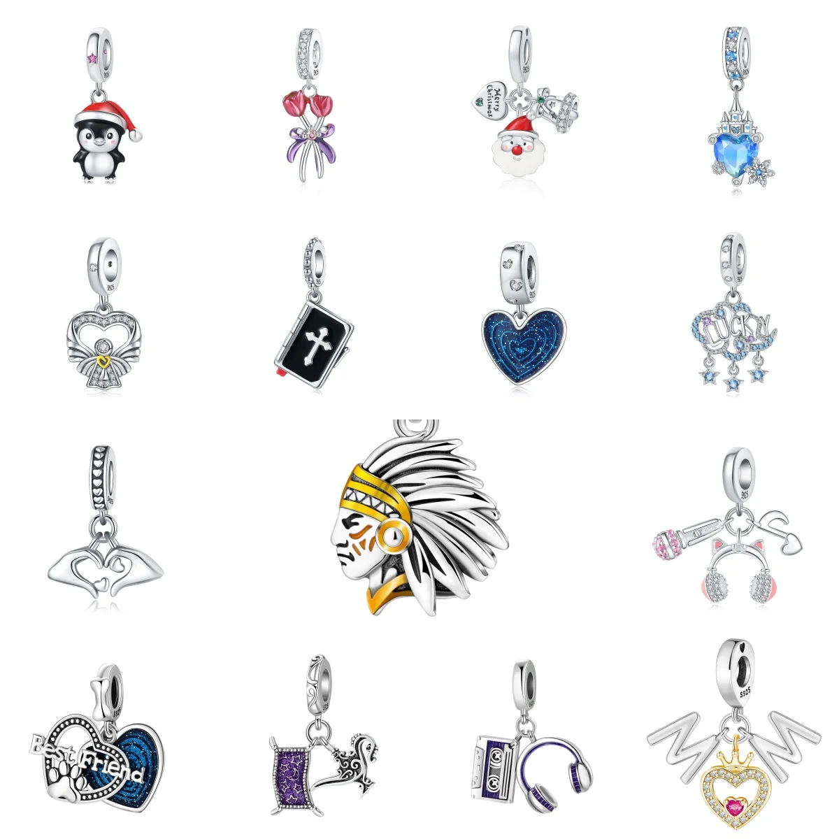 

CYMYSS 925 sterling silver lucky symbol pendant cute pet paw print original pendant inlaid pendant DIY accessory