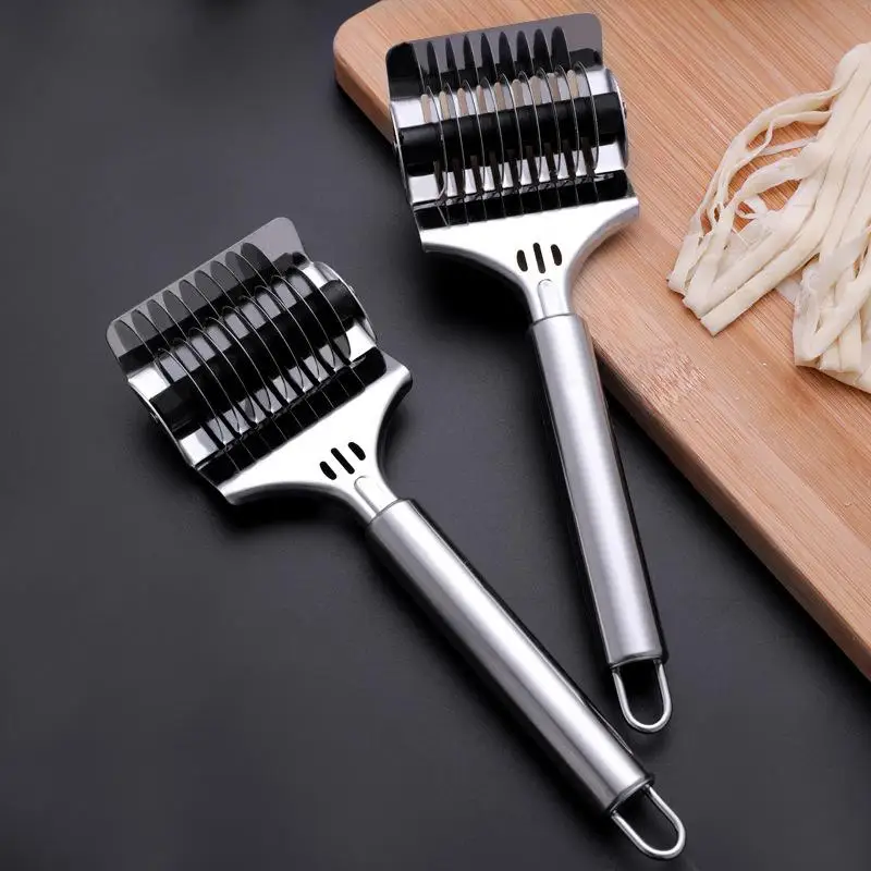 Manual Noodle Cutter Rolling Stainless Steel Noodle Cutting Device Chive Spaghetti Cutting Kitchen Cooking Accessories