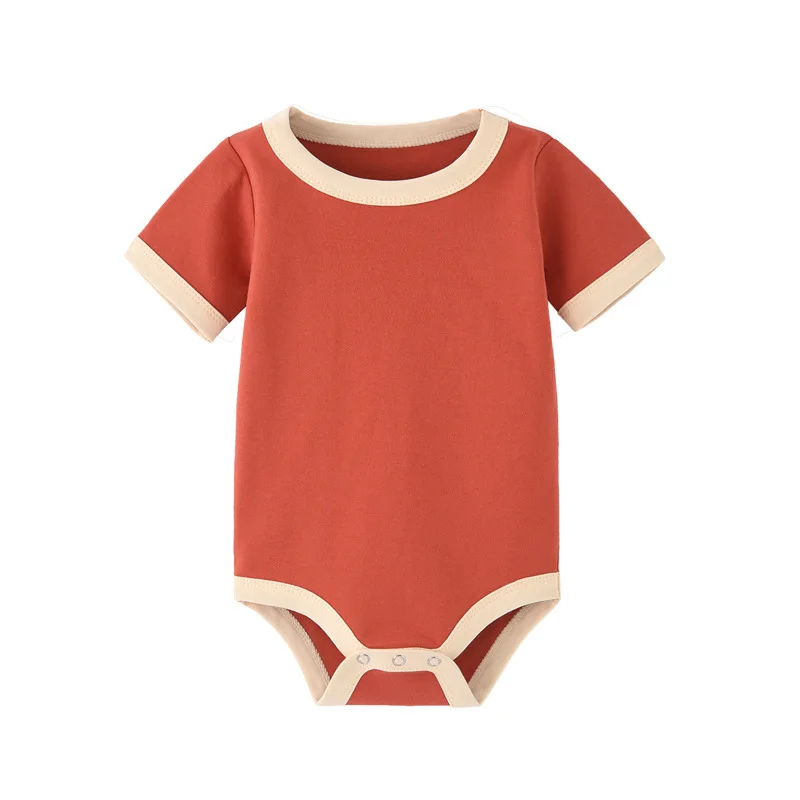 Barboteuse assortie en coton biologique pour nouveau-né, pyjama à manches courtes, doux pour la peau, combinaison en Y pour bébé, été