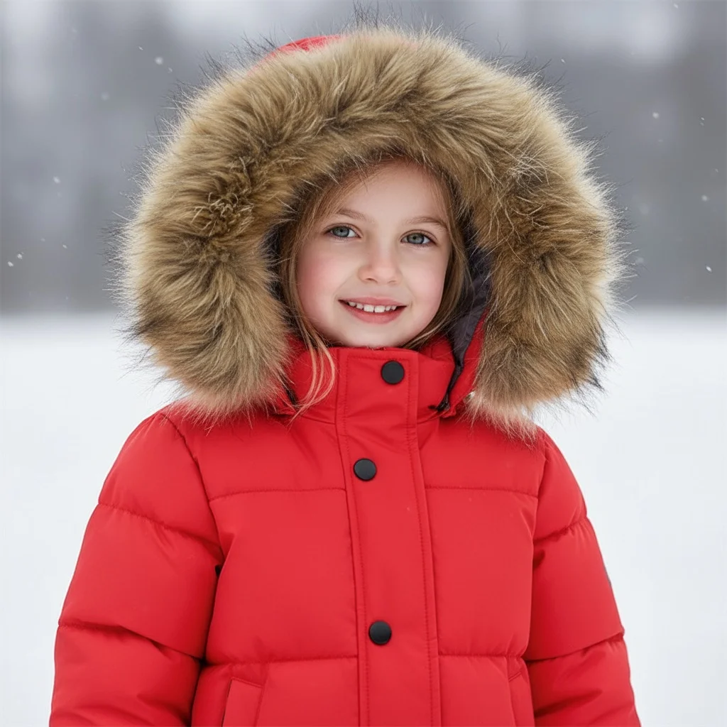 

Детское теплое пальто, куртка для мальчиков с меховым воротником, модное пальто маленькой принцессы с капюшоном, длинные парки, верхняя одежда, детская одежда