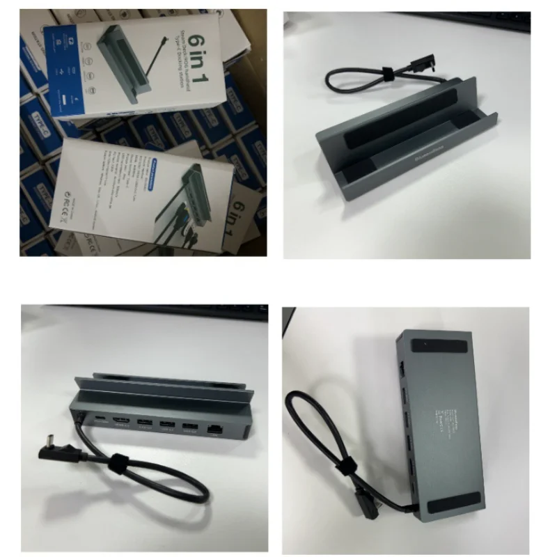 Steam Deck Dock 6 in 1 Steam Deck/Rog Ally Docking Station Stand 3*USB 3.0 HDTV 4K@60Hz Gigabit Ethernet PD 100W Hub
