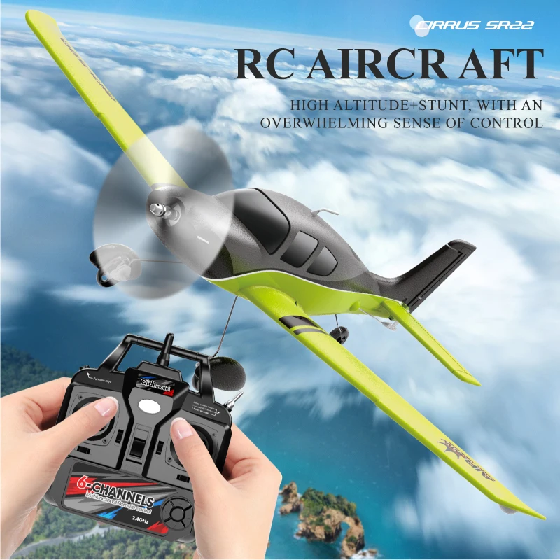 Brinquedos com controle remoto QIDI-580 com motor sem escova, aeronave com controle remoto de 4 canais, aeronave de simulação SR22 1504 para presentes infantis