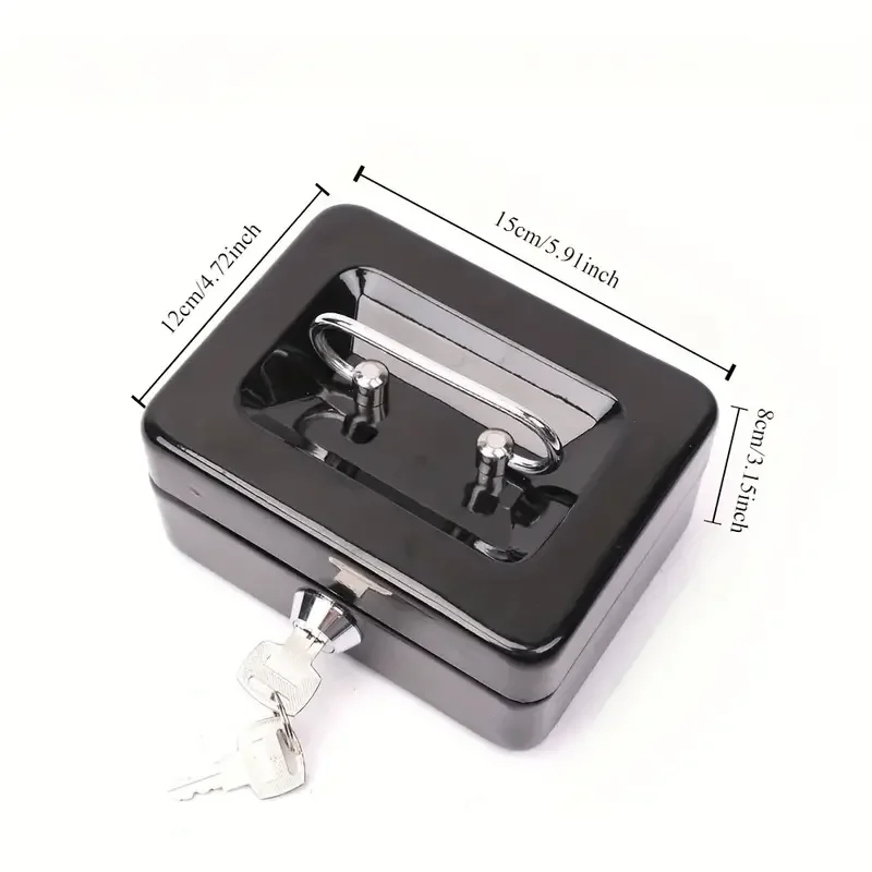 Cash Box with Key,Small Safe Lock Box with Portable Handle,Cash Drawer for Cash Safe Metal Box Jewelry Precious Stuff Container