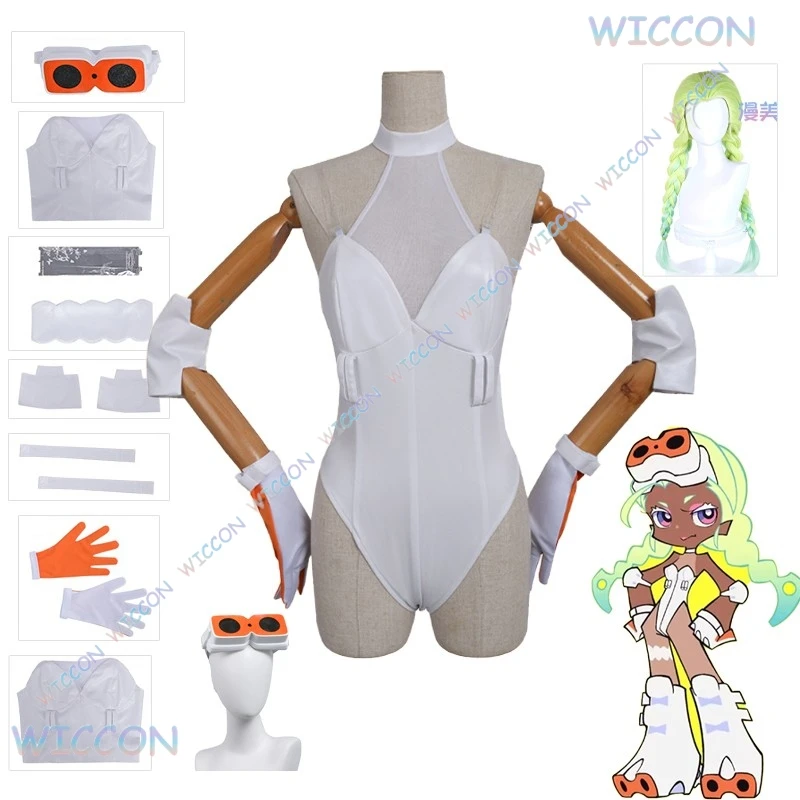 Moe Anime bragas y encuadernación con GARTERBELT Gunsmith Bit ch Cosplay disfraz peluca Sexy Bikini blanco gafas lencería Halloween