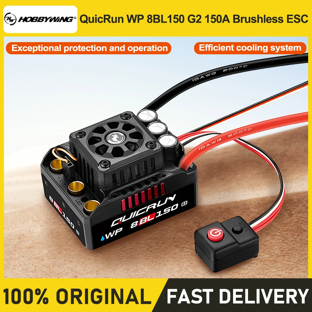 HOBBYWING QuicRun WP 8BL150 G2 contrôleur de vitesse ESC sans capteur étanche 3-6S pour camion monstre à échelle 1/8ème