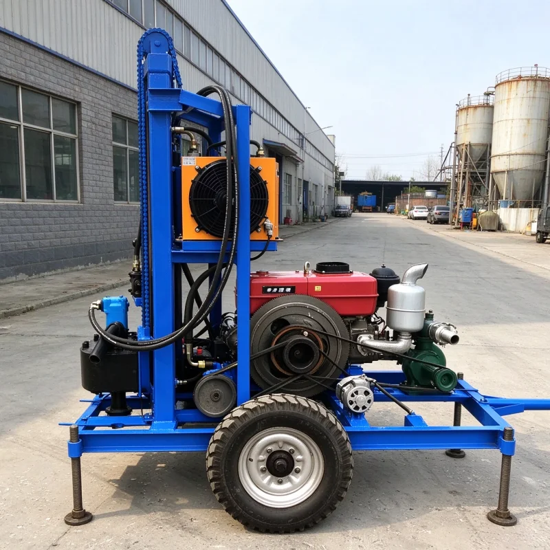 Customized Diesel Hydraulic Wheel Crawler High Efficiency 100M 180M 35HP Water Well Drilling Rig Machine