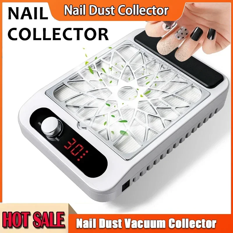

Professional Nail Dust Collector Vacuum with Reusable Filter Adjustable Speed Powerful Manicure Equipment for Salon Use