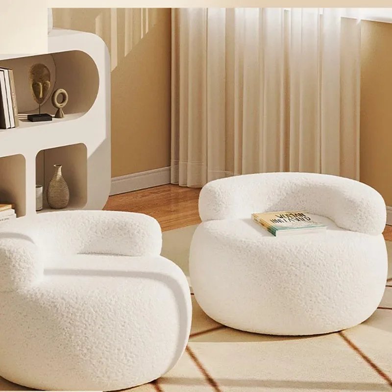 Soft Sofa Stool Household Round Stools Imitation Lamb Cashmere Ottoman Wooden Adults Feet Rest Bedroom Footrest Home Furniture