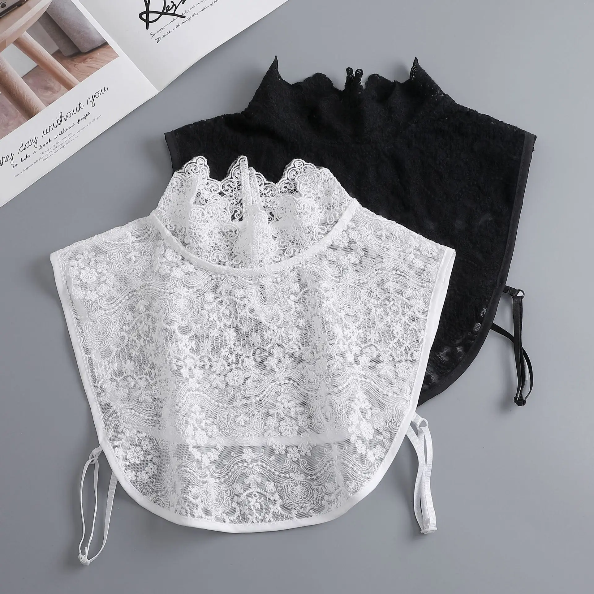 

Женский кружевной полый искусственный воротник для весенне-осенне-зимнего использования со свитерами, кардиганами, хлопчатобумажной нитью, декоративный аксессуар для одежды