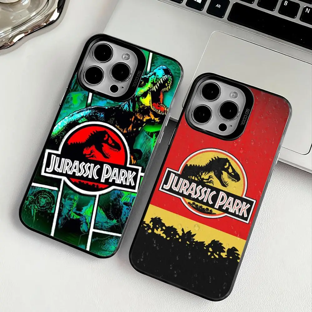 J-Jurassic P-Park D جراب هاتف آيفون 17 16 15 14 13 12 11 Pro Max Air متعدد الألوان ماتي ليزر معدني أورورا فوندا #1