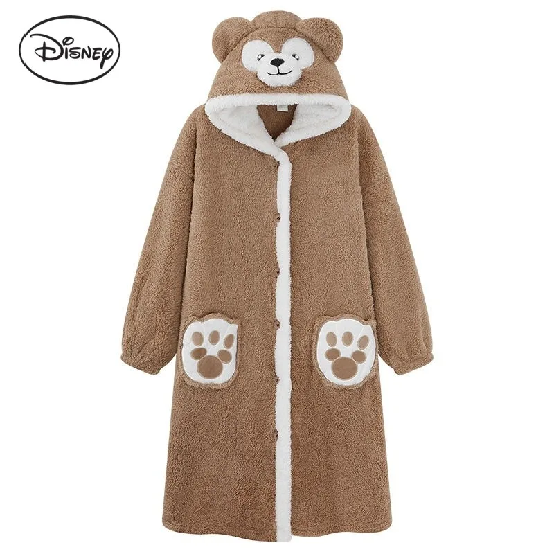 New Cute Gelatoni Nightgown Cartoon The Disney Bear Duffy Autumn and Winter Warm Thickened Pajamas Home Clothing Gift Wholesale