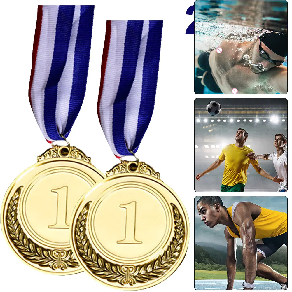 

2Pcs Award Medal Gold Silver Bronze Prizes Award Medal School Supplies (1)