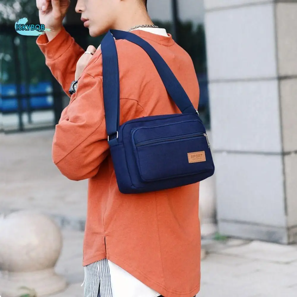 

Fashion Multiple Layers Men's Crossbody Bag Large Capacity Lightweight Canvas Bag Durable Storage Single-shoulder Bag Male