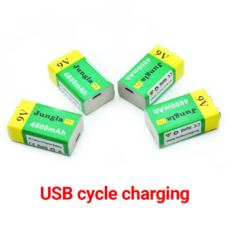 9V Battery 4800mAh Li-ion Rechargeable Battery Micro USB Batteries 9V Lithium Multimeter Microphone  pila 9v recargable usb