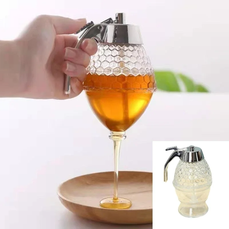 200ml Honey Dispenser with Diamond Glass Large Capacity Multifunctional Oil Bottle and Sauce Dispensers Kitchen Household Tool