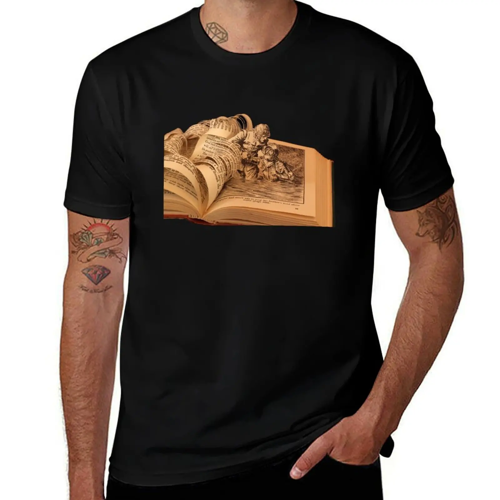 T-shirt Pilgrim's Progress book art, t-shirt basique respirant de couleur unie