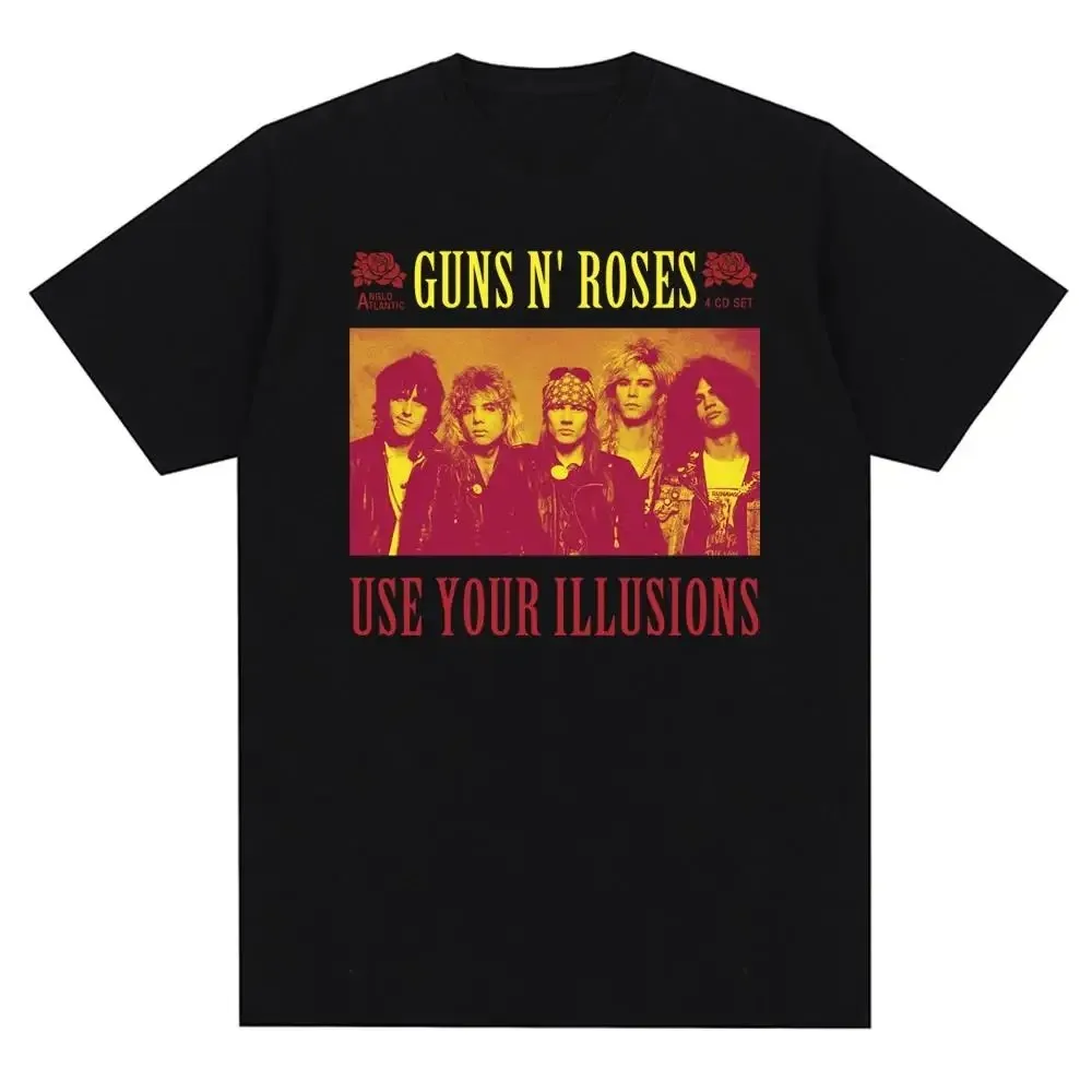 New Limited 2026 Guns N Roses Rock Music Printed Cotton T-shirt Men's Summer Casual Top Short Sleeve Classic Male Women Tee