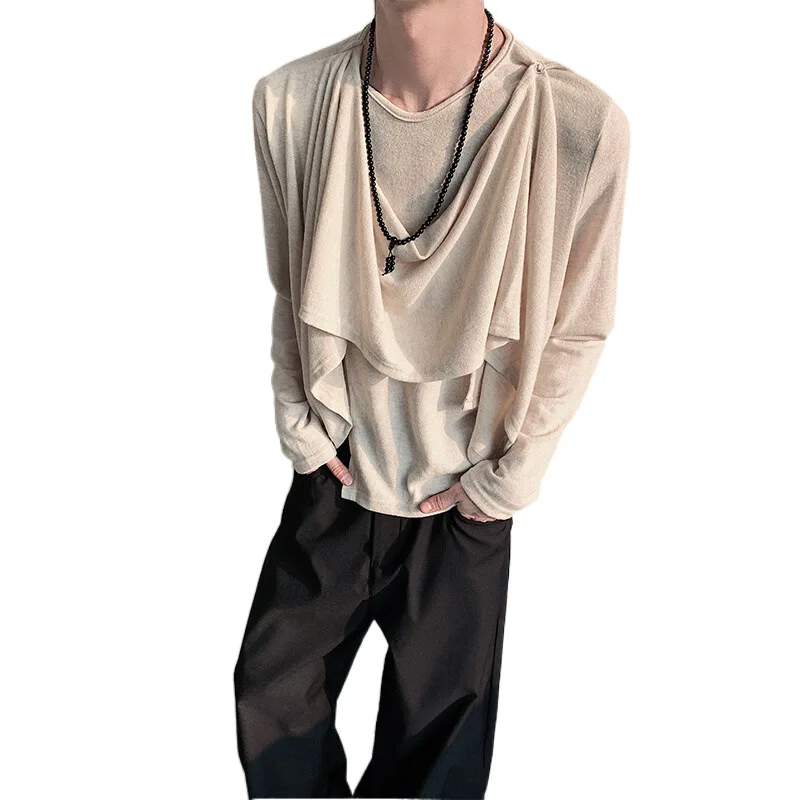 

Vintage Knitted Sweater Casual Fashion Long Sleeve Splicing Shirt