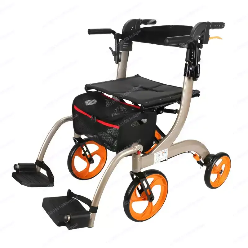 

Aluminum Alloy Elderly Shopping Cart Hand Push Can Sit Elderly Assistant Driving Elderly Cart Can Sit and Walk