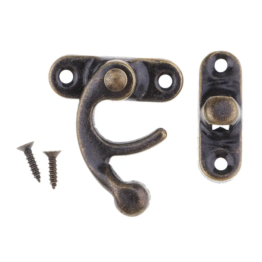 Antique Style Metal Hasp Latch Hook Bronze Box Lock Furniture Fastener for Gift Wooden Toolbox Cabinet - view 4