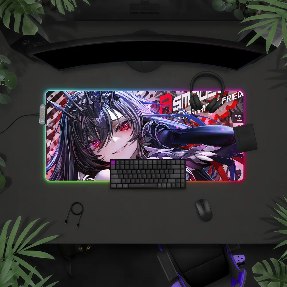 

Игровой коврик для мыши Game C-Counterside Rosaria Le Friede с RGB LED подсветкой, красочная игровая клавиатура, нескользящий чехол, водонепроницаемая поверхность для стола