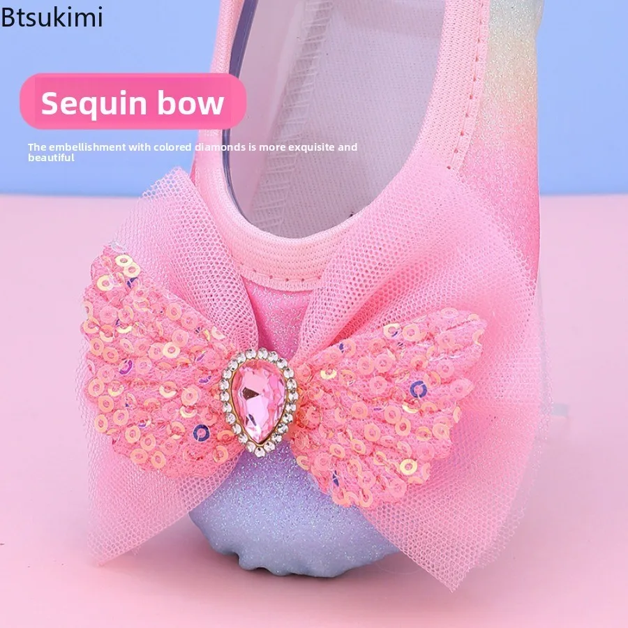 Ballet Dance Shoes Yoga Gym Flat Slippers Rainbow Kids Women Ballet Flats Children Practise Dance Shoes Soft Sole Training Shoe