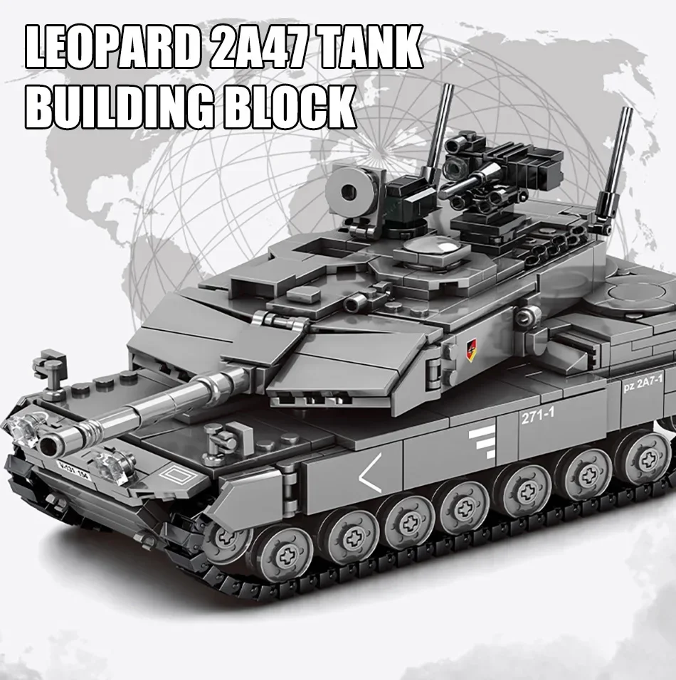 Military WW2 MBT Army Main Battle Tank Challenger Leopard 2A7+ Soldiers Figures Building Blocks Set For Kids Children Toys Gifts