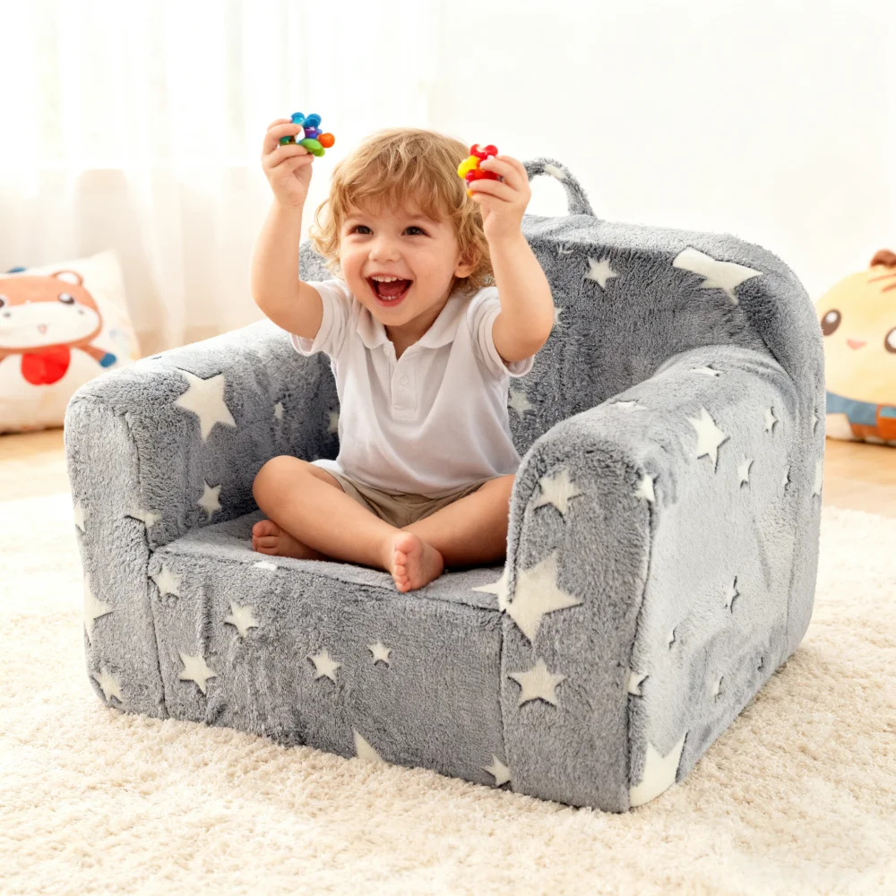 Kindersofa mit Tragegriff und Seitentaschen. Kindersessel. Leichter Kindersofastuhl – Detail 13