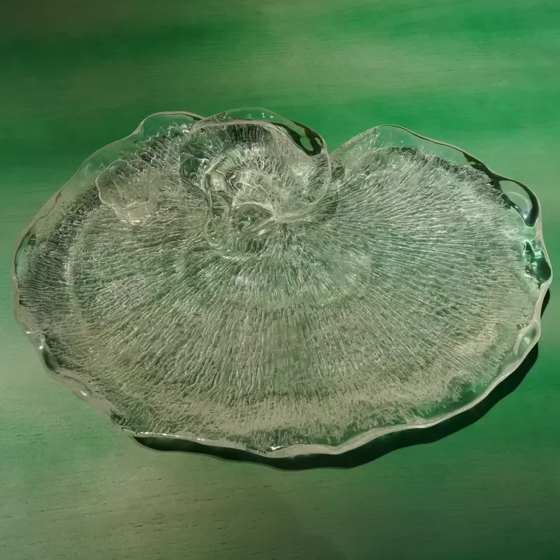 Nordic Minimalist Transparent Crystal Tea Tray Handmade Oval Fruit Plate Durable Glass Serving Platter for Home Furniture