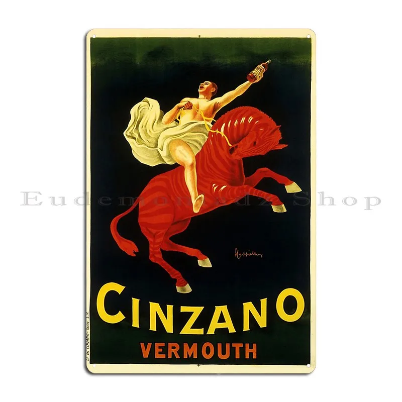 Cinzano Vermouth Torino Leonetto Cappiello Vintage Italian Liquor Art Deco Metal Plaque Printed Wall Decor Tin Sign Poster