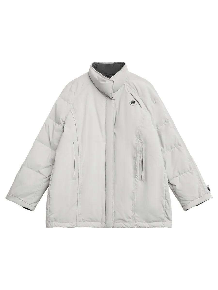 เสื้อโค้ทขนเป็ดขาว 90% สำหรับผู้หญิง รุ่นใหม่จาก CHIC VEN  แบบยาว คอตั้ง  กันลม อุ่น  เสื้อคลุมสำหรับฤดูใบไม้ร่วงและฤดูหนาว ปี 2025