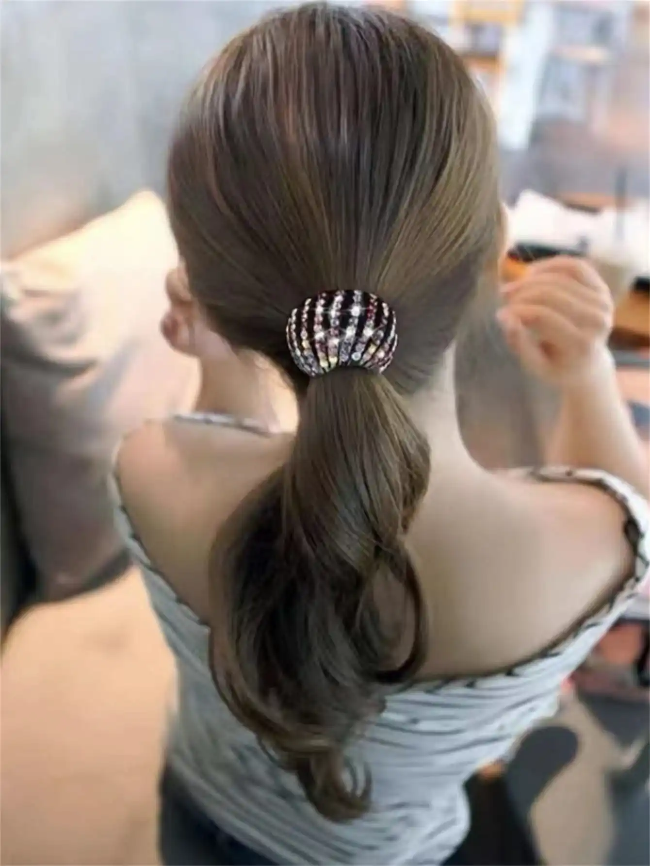 Hair hair kit with 1 flash rhinestone decorative hairpin for women\'s ponytail buckle head piece