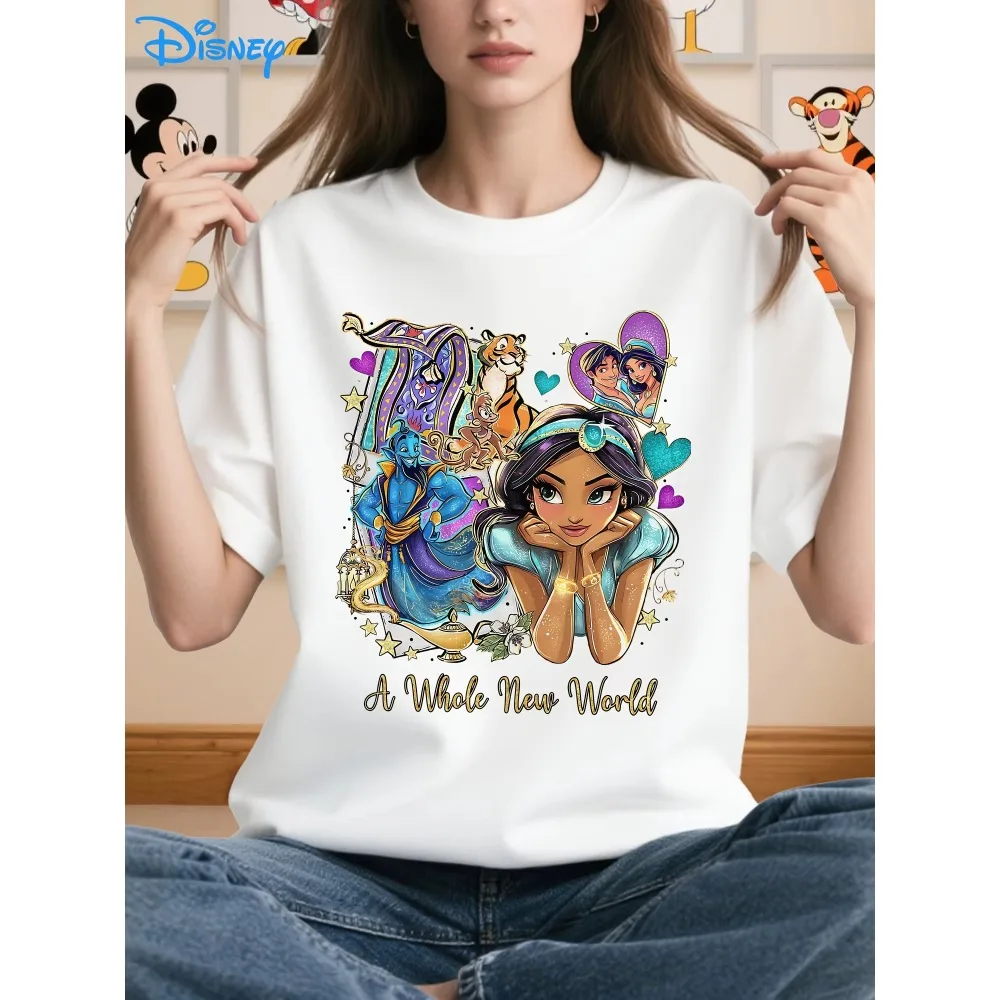 

Women's Disney Princess Jasmine & Friends Magical World Over-sized T-Shirt Aladdin & 1000 Nights Casual Comfortable Short Sleeve