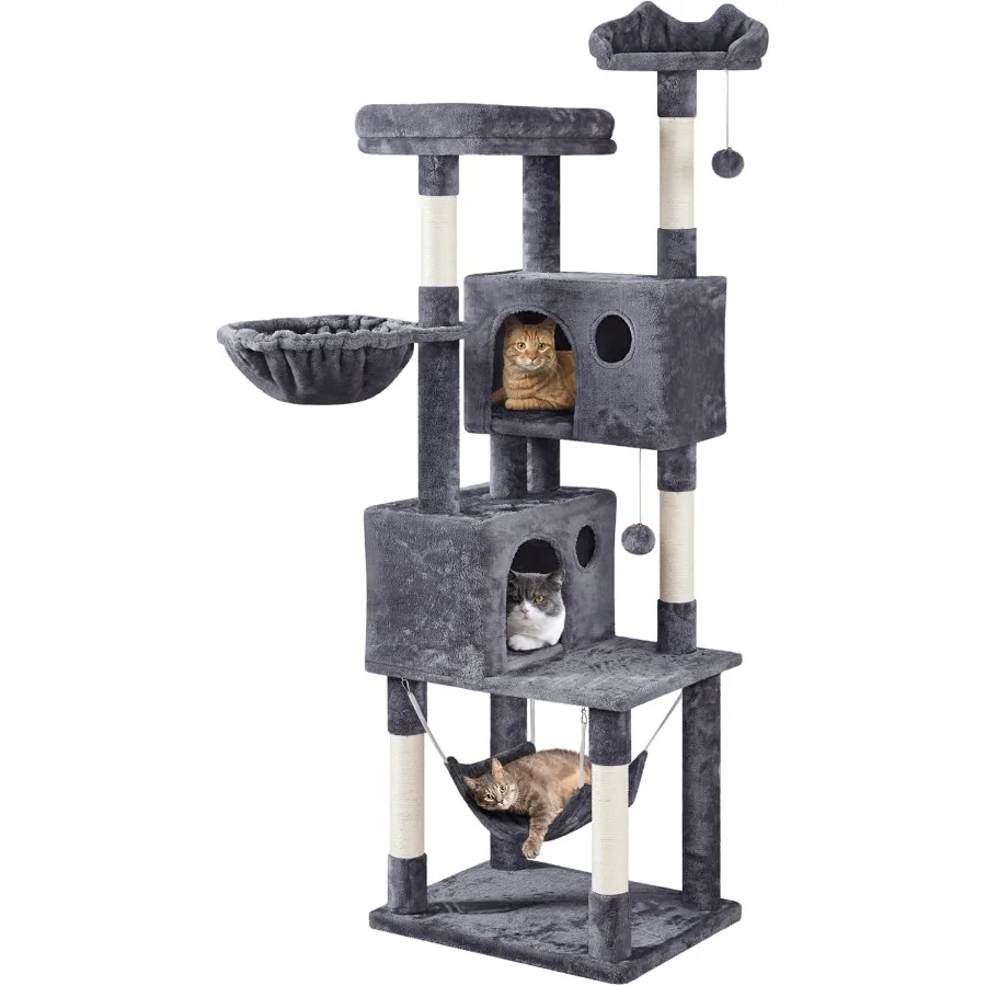 

73-inch Cat Tree Cat Stand Furniture with Scratching Posts Multiple Perches and Comfortable Hammock Designed as an Indoor Activ