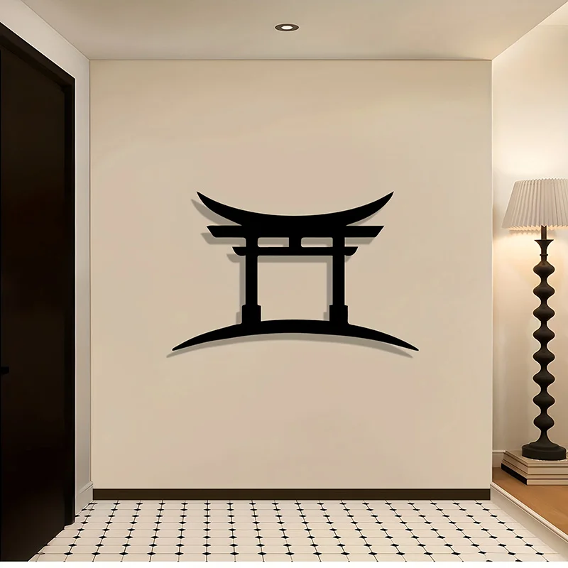 1pc of Japanese-Inspired Metal Wall Decoration - a Vintage Black Iron Sculpture of a Torii Gate, Perfect for Minimalist Home