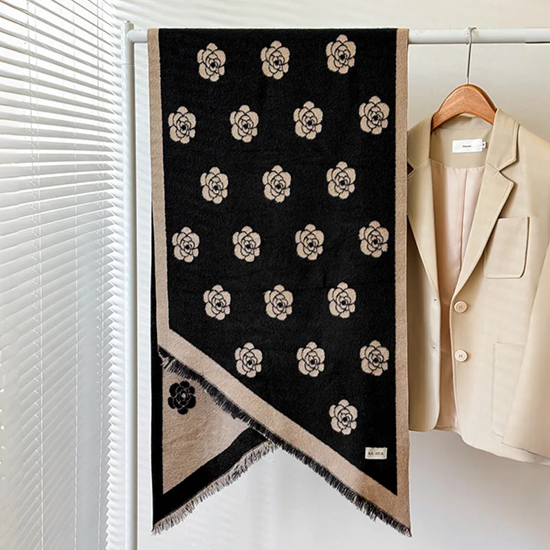 

Новинка, элегантный шарф из смеси шерсти камелии с неровными краями, модный универсальный осенне-зимний теплый шейный платок, шаль, женский подарок