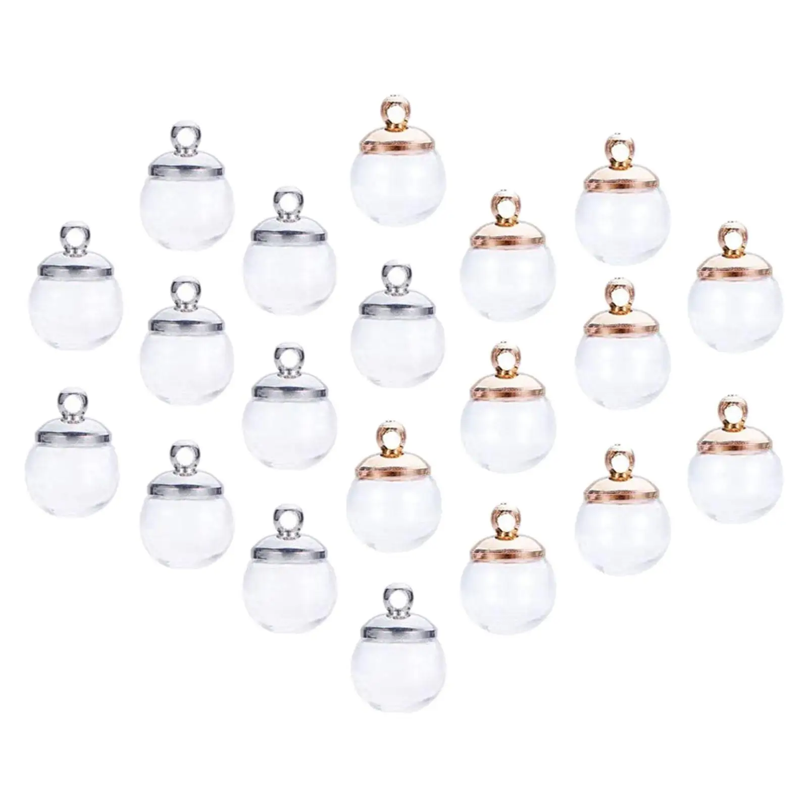 Mini Clear Glass Globe Bottles Pendant Charms Empty Fillable Ball with Caps for DIY Necklace Earring Making Jewelry Ornament