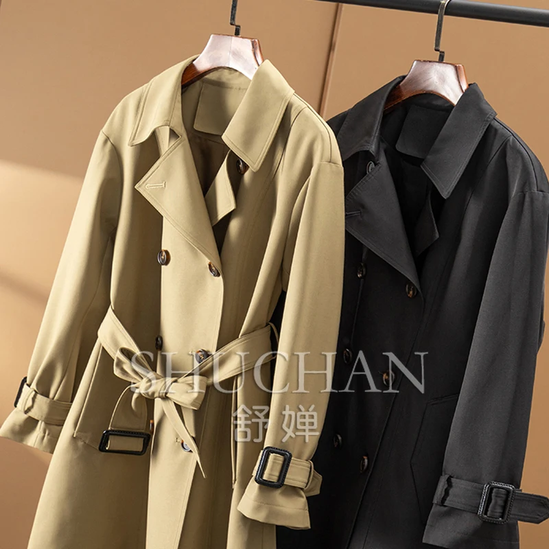 classic wear 10,000 years, British G early autumn classic double-breasted waist medium and long trench coat women